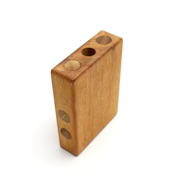 Handcrafted wooden maze puzzle brain teaser — compact wallet-sized design