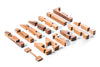 Individual wooden pieces of the Kubiya Games elephant puzzle laid out flat, Brooklyn
