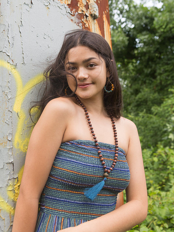 Wooden bead and tassel necklace handcrafted by women artisans in India – Fair Anita