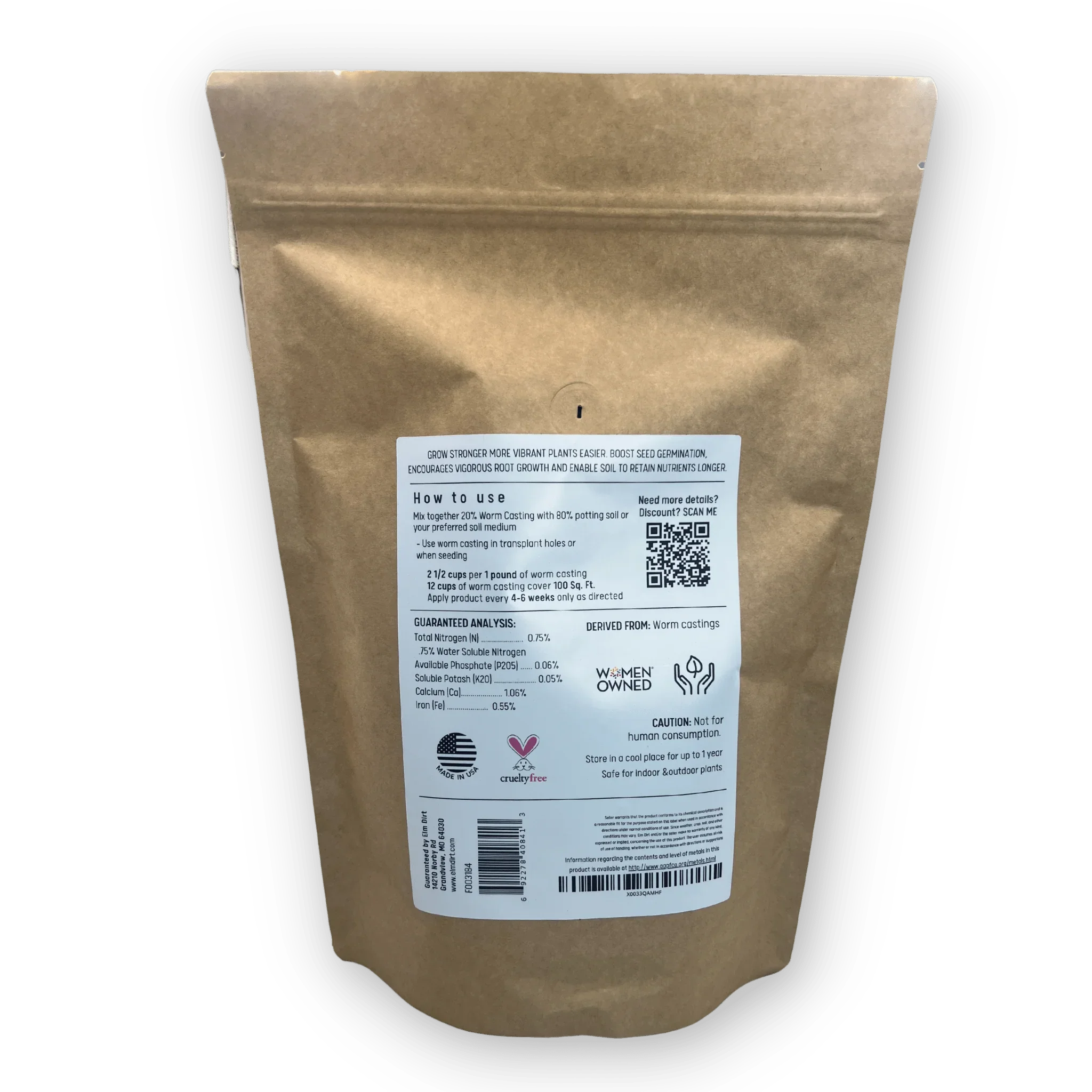 Premium Organic Worm Castings – 2 lbs | Natural Garden Fertilizer