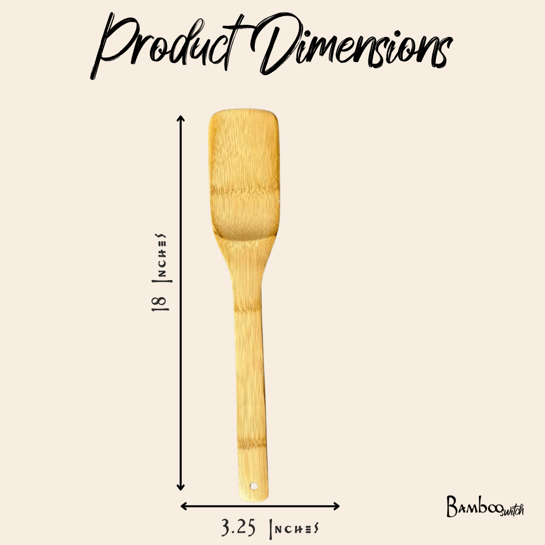 Bamboo XL Barbeque Grilling Spatula displayed to show its full length and shape