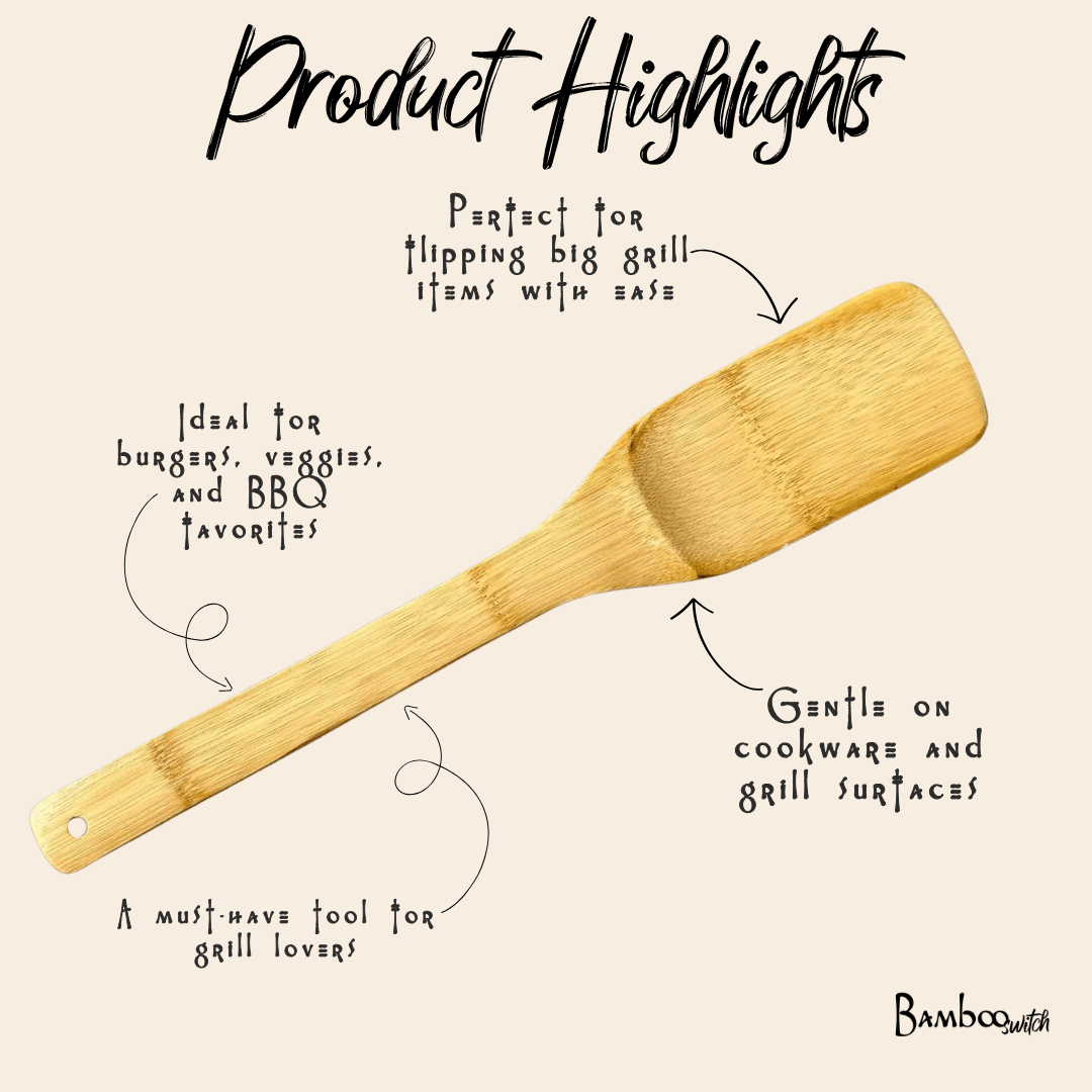 Bamboo XL Barbeque Grilling Spatula product shot on a plain background