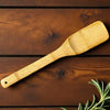 Bamboo XL Barbeque Grilling Spatula laid out showing its extra-long bamboo handle and head