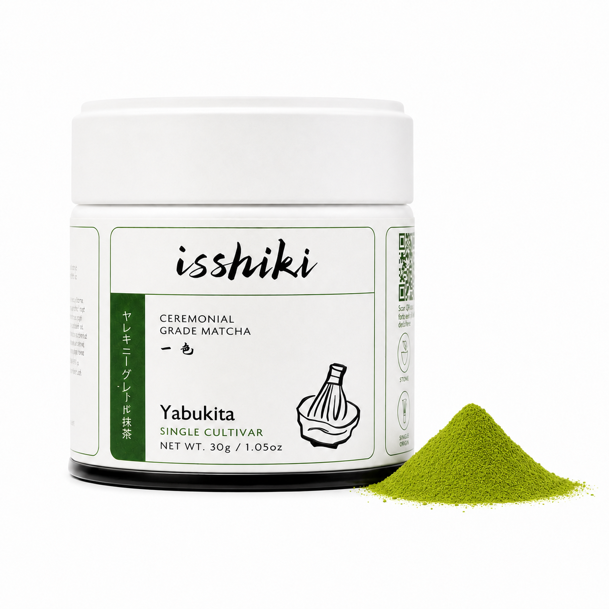 Yabukita Single Cultivar Matcha pack with matcha powder from Isshiki Matcha