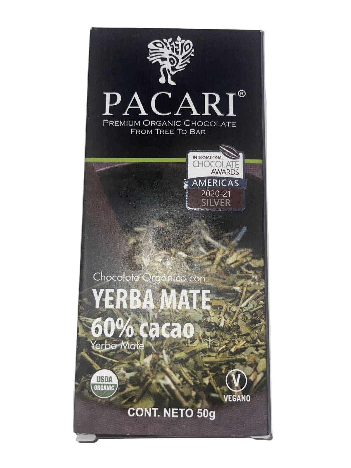 Pacari Yerba Mate chocolate bar packaging on a white background