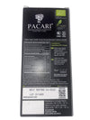Pacari chocolate bar packaging with nutritional information and best before date on a white background