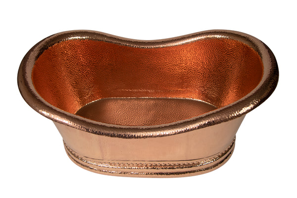 30" Oval Tub Shaped Hammered Copper Cooler