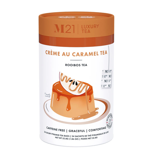 M21 Luxury Tea canister for Crème au Caramel tea on a white background