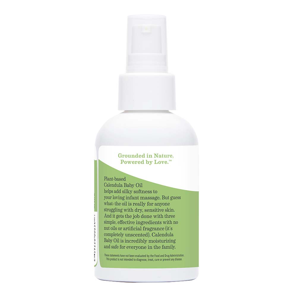 Earth Mama Calendula Baby Oil - gentle, natural, & fragrance-free! Soothes dry skin, cradle cap. Vegan, EWG verified, NICU-safe. Massage or moisturize. Shop now!
