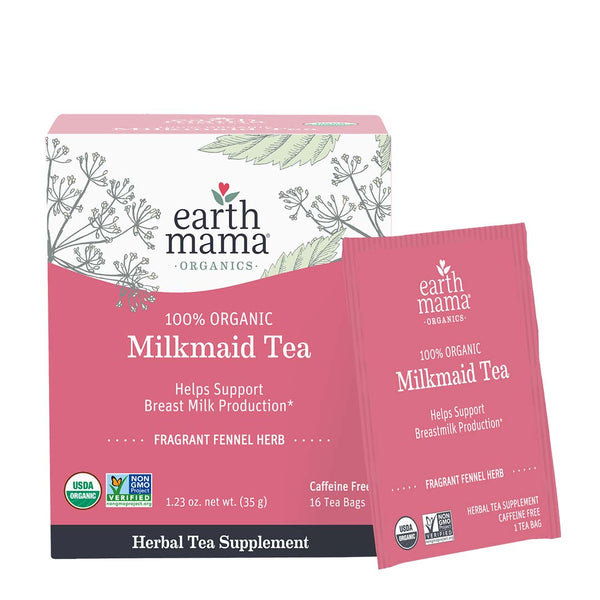 Organic Milkmaid® Tea - boost breast milk production naturally! Fenugreek, fennel & herbal galactagogues. Caffeine-free, yummy taste, individually wrapped. Shop now!