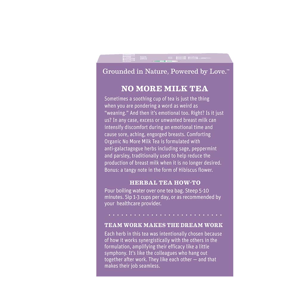 Wean gently & feel supported! Organic No More Milk Tea - safe herbs, hibiscus flavor, postpartum comfort. Earth Mama - resources & community for lactation & beyond. Shop now!