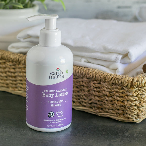 Earth Mama Calming Lavender Baby Lotion - natural, sweet dreams in a bottle! Soothes, moisturizes, EWG verified. Vegan, dermatologist-tested. Lavender, vanilla, or unscented. Shop now!