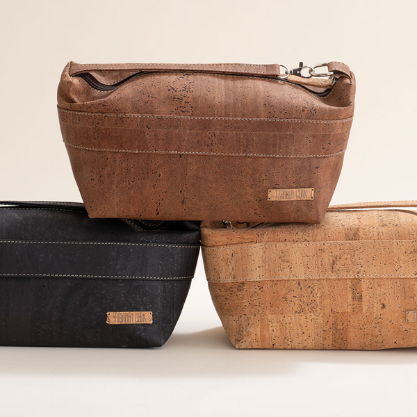 Spacious cork toiletry bag perfect for couples or friends. Eco-friendly, durable, and lightweight. Plenty of room for all your essentials. Includes convenient clasp strap. Order now!