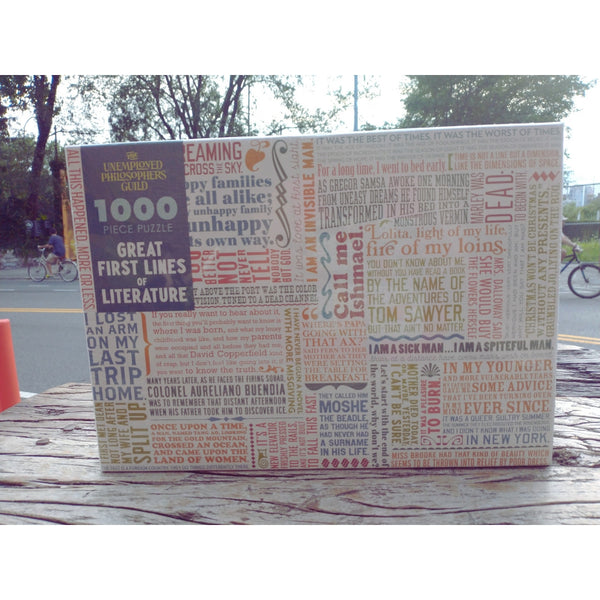 Unravel a captivating literary journey with the First Lines of Literature Puzzle! Featuring 1000 pieces of iconic book beginnings, it's perfect for solo fun, family bonding, & book lovers of all ages. Made from 90% recycled paper & non-toxic ink, it's an eco-friendly brain teaser. Shop now & unlock the magic of words!