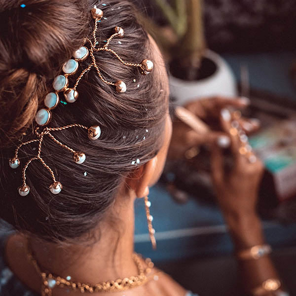 Unleash Inner Radiance & Peace: She Dreams of Seashells Hair Couture (Seashells & Pearls) - Ethical, Handmade