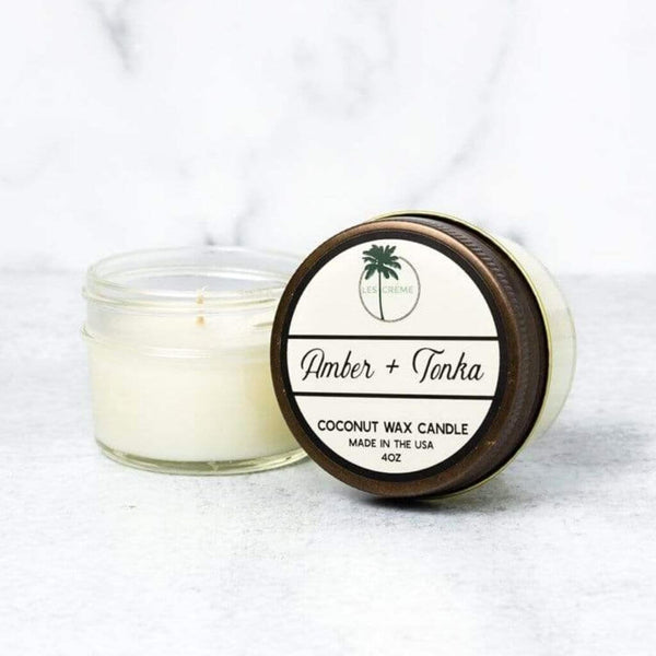 Amber + Tonka Scent Coconut Wax Candle - Organic, Vegan, Handmade, non GMO - 3 sizes Les Creme