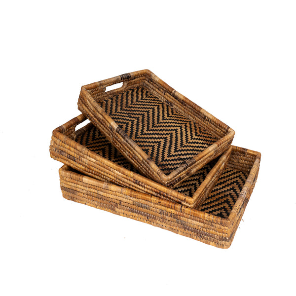 Eco-Chic Nesting Trays: Banana Leaf Beauty for Serving, Storage & More (Set of 3)