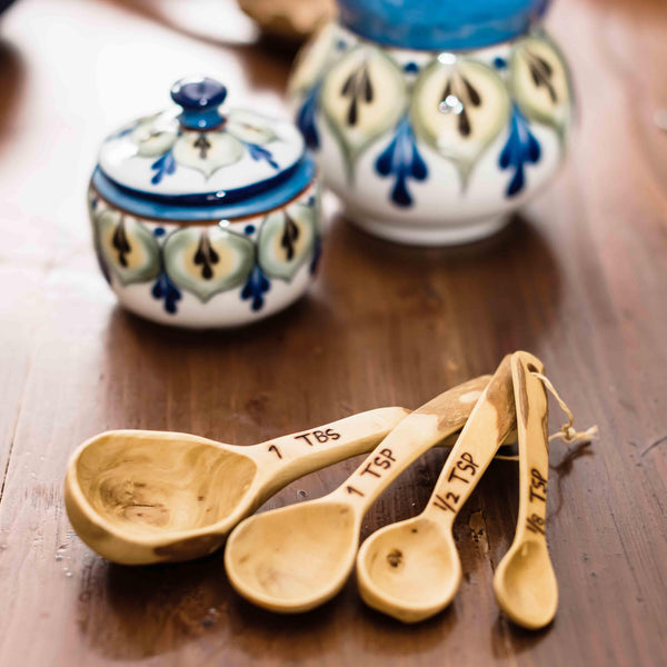 Hand Carved Wood Measuring Spoon Set - Handmade, plastic free, Fair Trade
