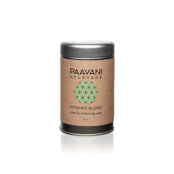 Deeply hydrate and restore balance with our Hydrate Blend Tea, an Ayurvedic caffeine-free tea featuring Ashwagandha, Shatavari, Licorice Root & Flaxseed. Organic, handcrafted & infused with healing mantras.  pen_spark