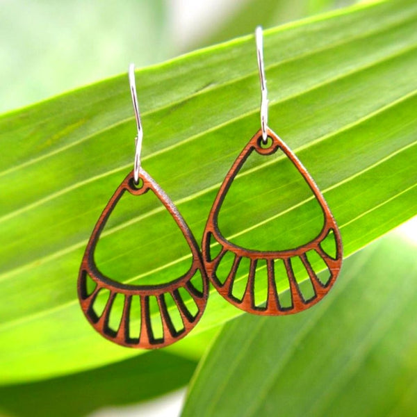 Tear Drop Earrings in cherry wood - Handmade, Eco-friendly, made in the USA GioGio Design