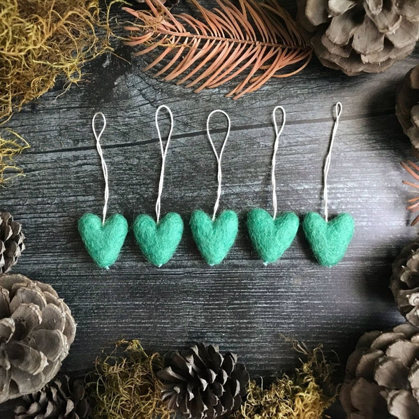 Felted Wool Mini Heart Ornament - Eco-friendly & Handmade House of Moss