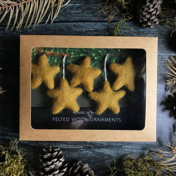 Felted Wool Star Ornament - Set of 5 House of Moss