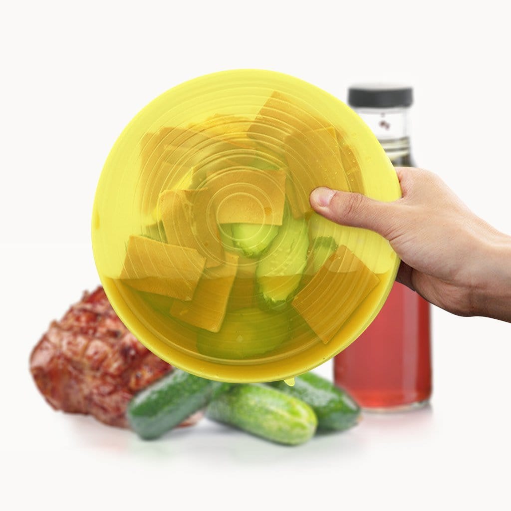 Say no to plastic wrap! Reusable Silicone Food Lids (6-Pack) - airtight seal, fresh food, microwave & dishwasher safe, multiple sizes, eco-friendly kitchen. Shop sustainable now!