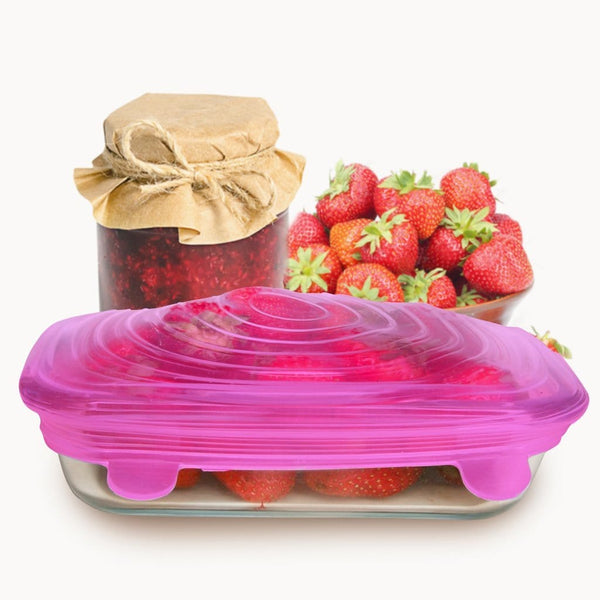 Say no to plastic wrap! Reusable Silicone Food Lids (6-Pack) - airtight seal, fresh food, microwave & dishwasher safe, multiple sizes, eco-friendly kitchen. Shop sustainable now!