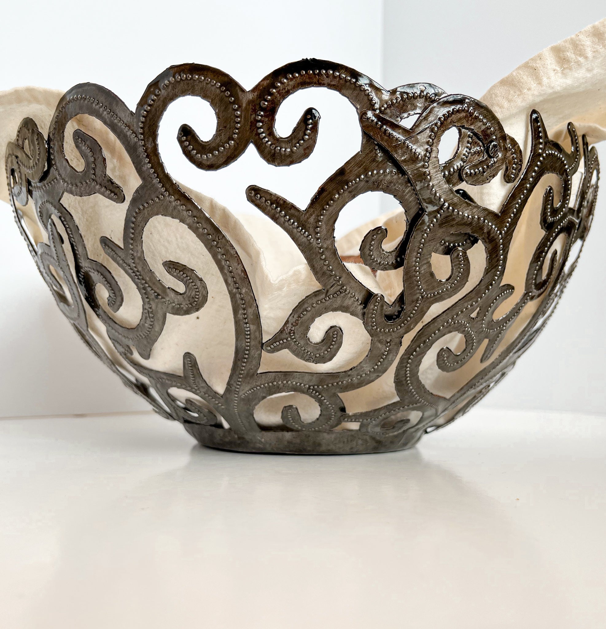 Elevate Your Home Décor with an Exquisite Handcrafted Recycled Steel Scroll Bowl