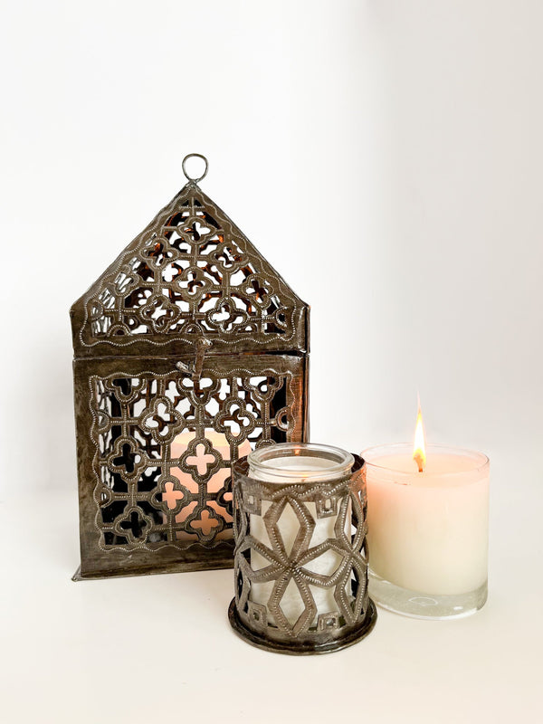 Handcrafted Recycled Steel Votive Candle Holder - Illuminate your home with the warm glow of candlelight and sustainable style.
