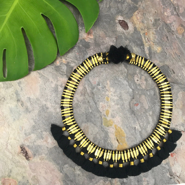 Embrace Bold Elegance: Temple Tassel Collar Necklace (Ethically Handcrafted, Fair Trade)