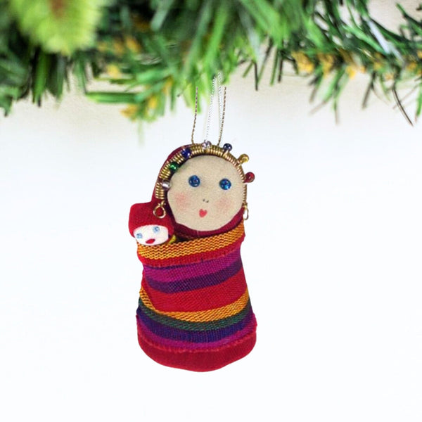 Handcrafted Fair Trade Mary and Jesus Ornament: A Touch of Sacred Beauty for Your Holiday Décor**