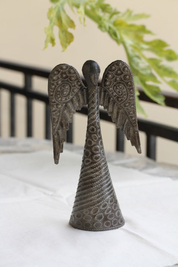 Embrace Hope and Protection with a Handcrafted Recycled Steel Standing Angel
