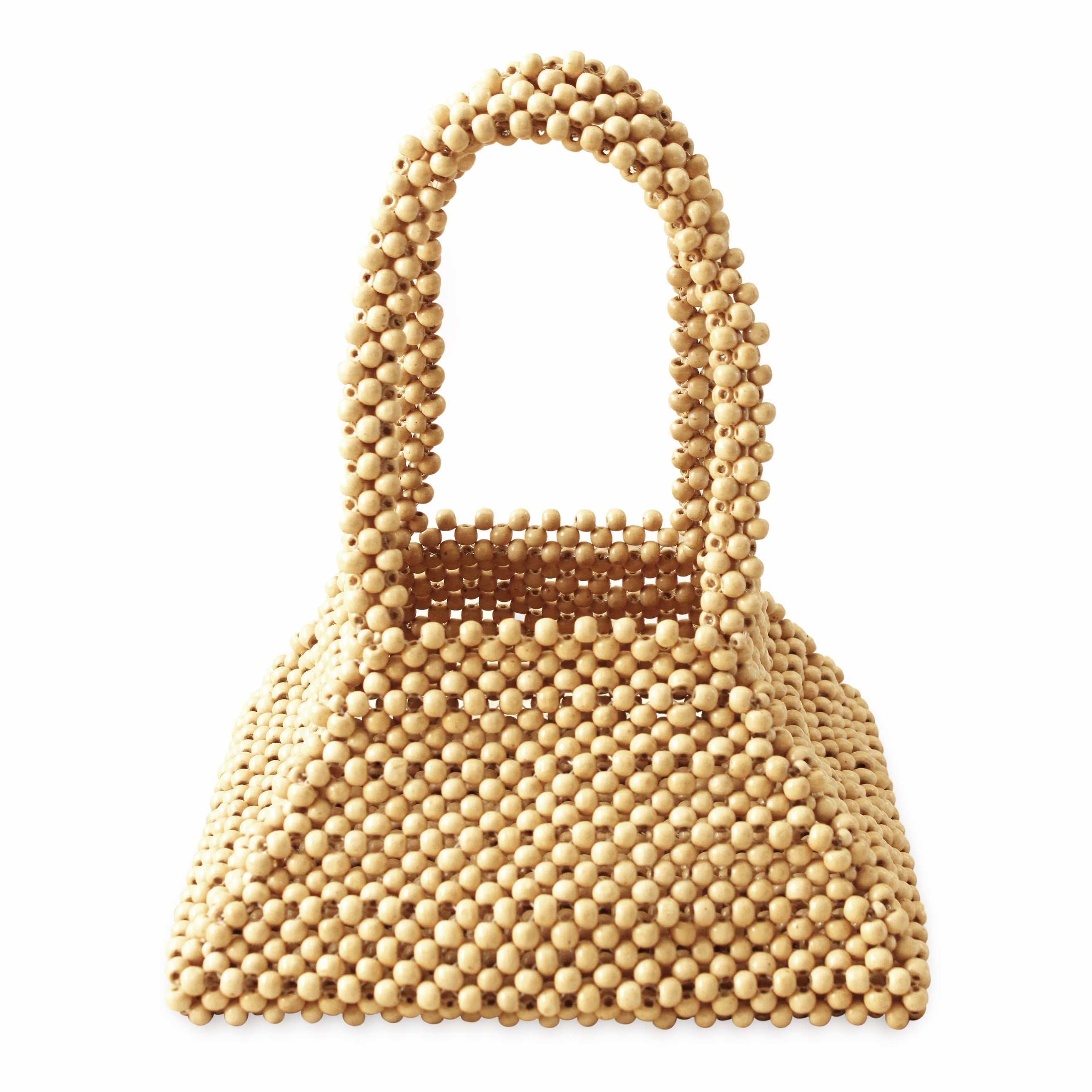 Pyramid Beaded Tote Bag in Nude Beige - Handmade, Eco-friendly and Fair Trade