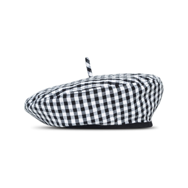 The Simone Beret Hat is a stylish and sustainable way to add a touch of personality to your wardrobe. It's made from soft gingham cotton and has a comfy linen lining, making it perfect for everyday wear. The Simone Beret Hat is also vegan and biodegradable, so you can feel good about wearing it knowing that it's not harming the environment.