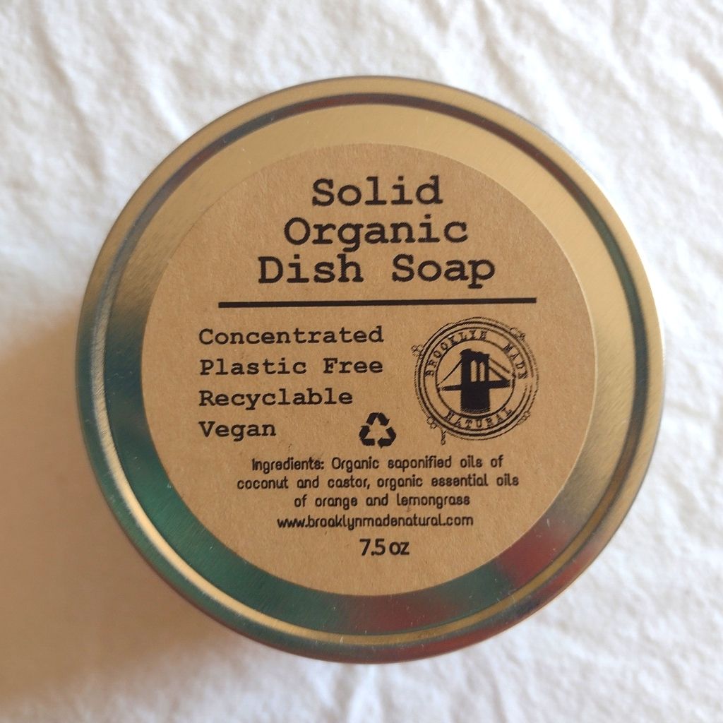 Solid Dish Soap and Bamboo Brush - Plastic Free, Vegan, Zero Waste, and Organic Brooklyn Made Natural
