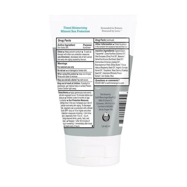 Tinted Mineral Sunscreen Lotion SPF 25 - Non Toxic, Cruelty Free, Sustainable Earth Mama Organics