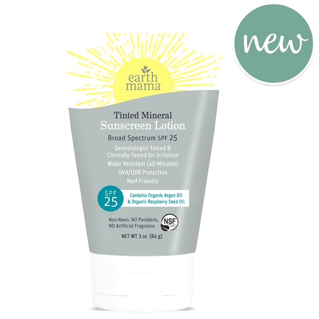 Tinted Mineral Sunscreen Lotion SPF 25 - Non Toxic, Cruelty Free, Sustainable Earth Mama Organics