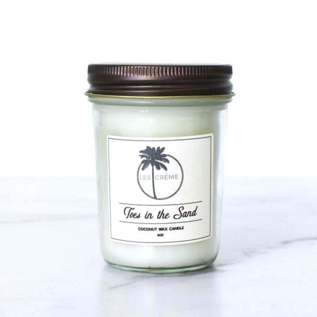 Toes in the Sand Scent Coconut Wax Candle - Organic, Vegan, Handmade, non GMO - 3 sizes Les Creme