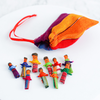 Relieve your worries with our Guatemalan worry dolls, our absolute best sellers! According to Guatemalan legend, worry dolls have the ability to remove worries from sleeping children. Children tell one worry to each doll when they go to bed at night and place the dolls under their pillow. In the morning the dolls have taken their worries away.