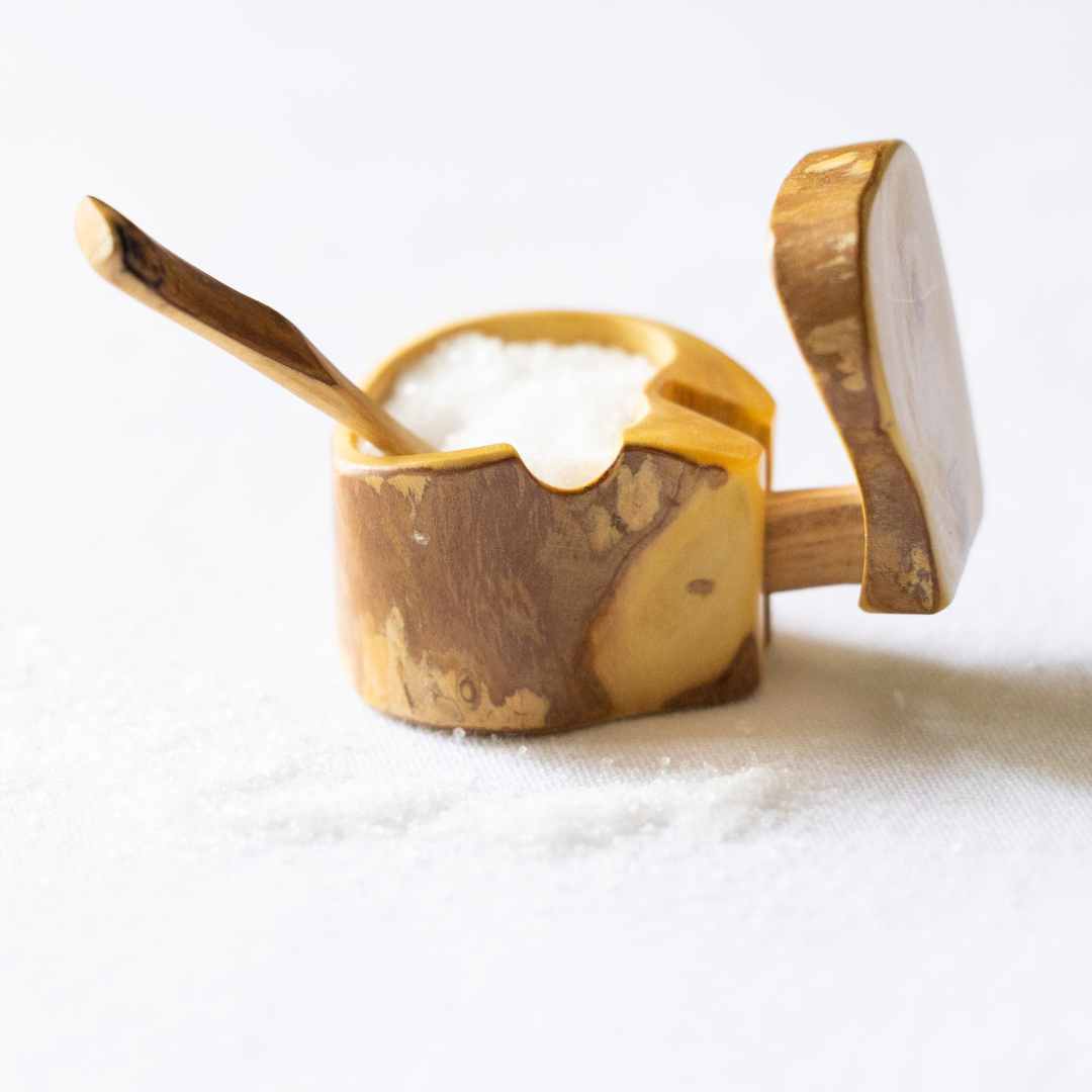 Coffeewood Mini Salt Box and Spoon - Handmade, Fairtrade and Eco-friendly
