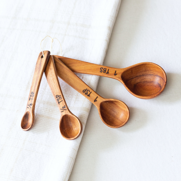 Hand Carved Wood Measuring Spoon Set - Handmade, plastic free, Fair Trade