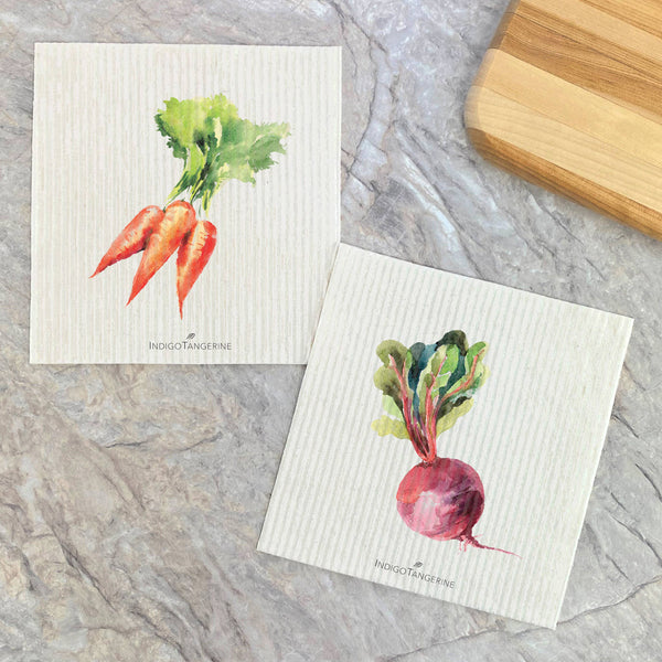 Eco-Hero Dishcloths (2-Pack): Sustainable Cleaning Meets Vibrant Veggie Power (Compostable)
