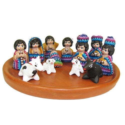 Enchanting Handcrafted Fair Trade Colorful Terracotta Nativity Scene: A Touch of Guatemalan Charm for Your Holiday Décor**