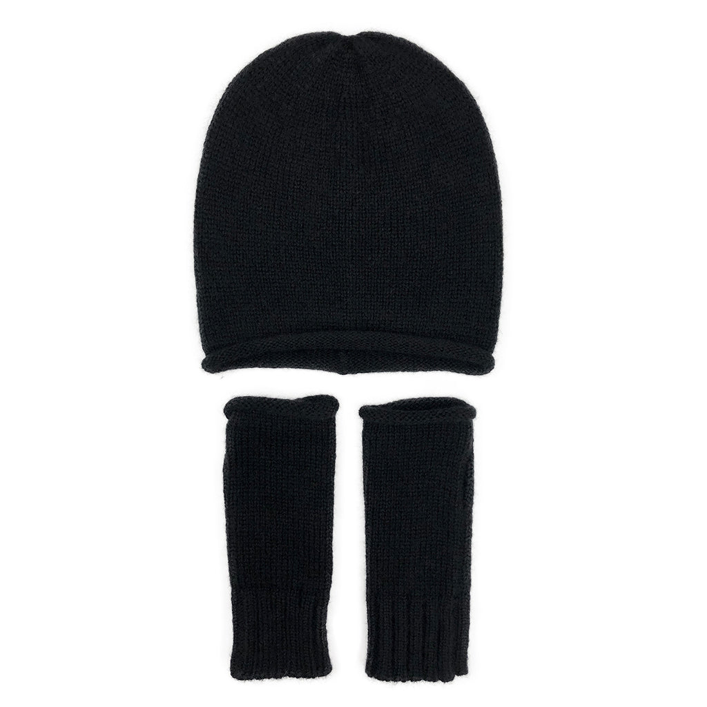 Gants d'alpaga tricotés noirs essentiels - Faits à la main, bien social, respectueux de l'environnement et commerce équitable