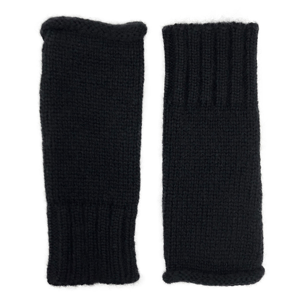 Gants d'alpaga tricotés noirs essentiels - Faits à la main, bien social, respectueux de l'environnement et commerce équitable