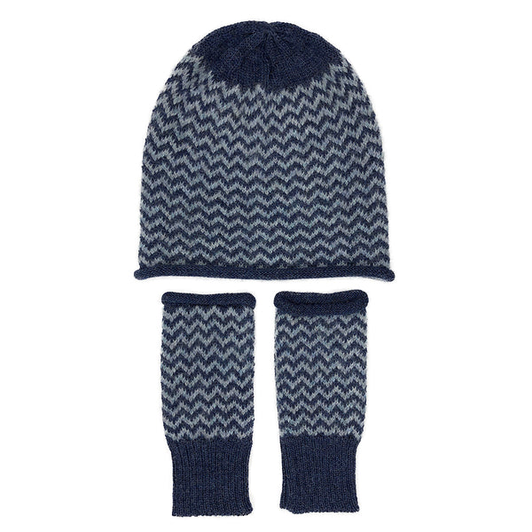 Gants en alpaga tricotés Azul Chevron - Faits à la main et issus du commerce équitable