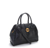 Chic & organized vegan satchel! Wythe transitions from day to weekend. Black & navy gray. Doctor's bag style, crossbody option. Eco-friendly, orange lining. Shop now!