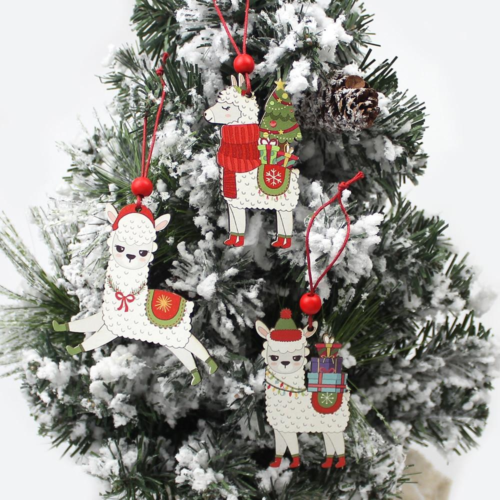 A photo of the alpacas hanging on a Christmas tree