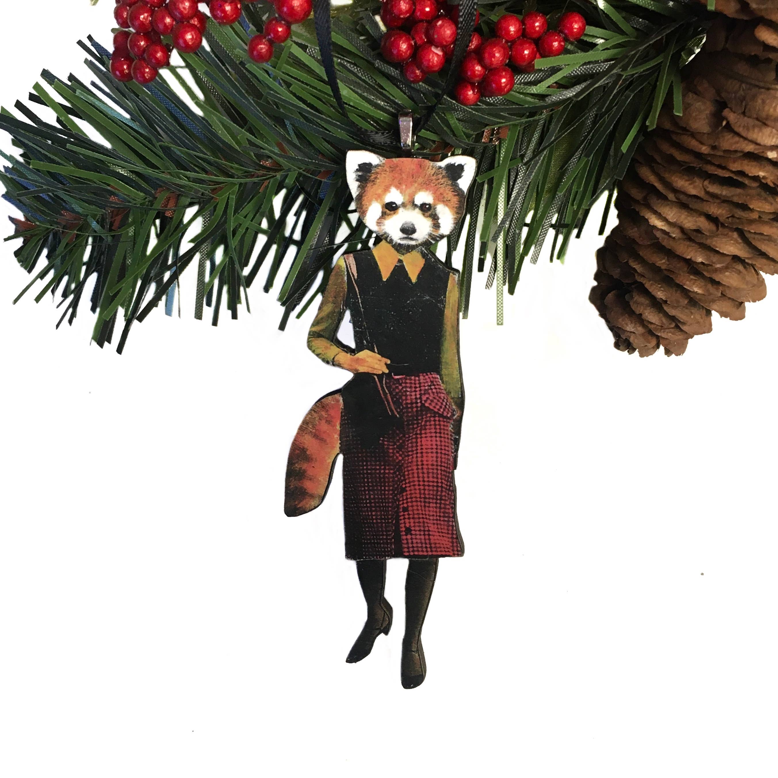 Red Panda Christmas Ornament - Eco-friendly, Zero Waste, plastic free, handmade
